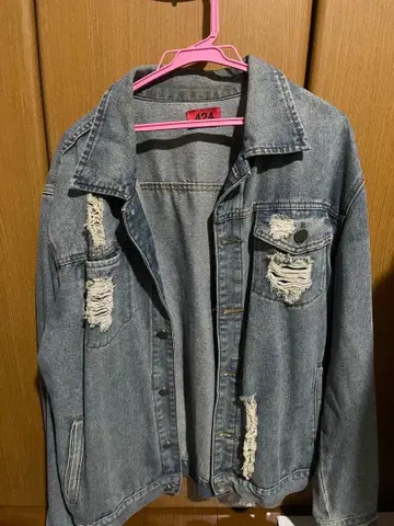 데미지 가공 데님 자켓 라이트 블루