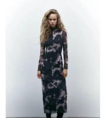 ZARA 마블 시어 롱 원피스 긴팔