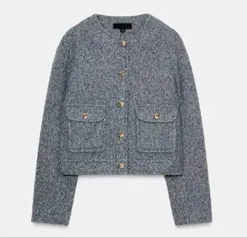 부클레 자켓 골드 버튼 포함