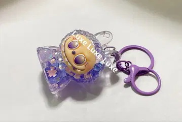 퍼플 해외 Labubu 토끼 글리터 오일 키링