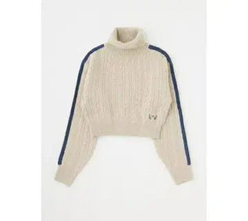moussy 크롭 니트 LINE SLEEVE CABLE KNIT