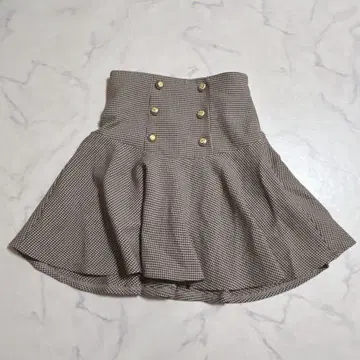 미셸 마카롱 미니 스커트 브라운 체크 무늬 갸루계 스나계 XS