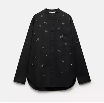 ZARA 비쥬 장식 블랙 긴팔 셔츠 S