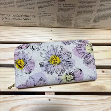 핸드메이드 장지갑 [ 수채화풍 꽃 ] 린넨 ( P )