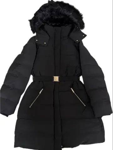 ZARA 벨트 후드 다운 자켓 블랙