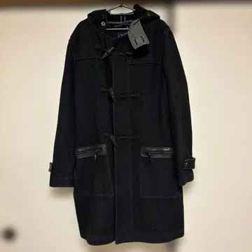 더플 코트 블랙 후드 부착 토글 버튼 캐주얼 남성용