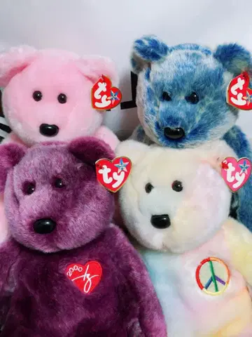 레어 90s 2000년 TY 봉제 인형 곰 4개 세트 헤이세이 레트로