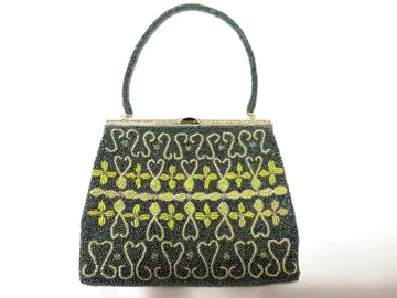 비즈 자수 핸드백 그린 옐로우 컬러