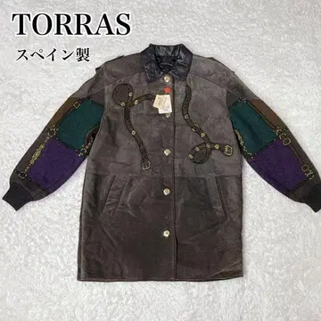 레어 TORRAS 스페인산 가죽 울 절개 고급 코트