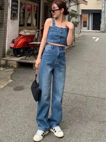 그레일 뷔스티에 데님 셋업 GU 쉬인