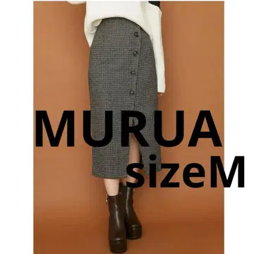 MURUA 하운드투스 체크 패턴 타이트 스커트 M 그리 롱 스커트