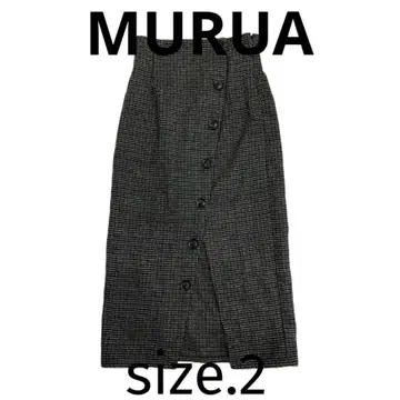 MURUA 하운드투스 체크 패턴 타이트 스커트 M 그린 롱 스커트