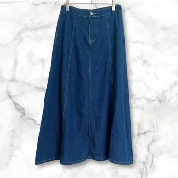 데님 청바지 플레어 스커트 롱 기장 L 캐주얼 심플 무지