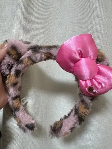 usj 머리띠 키티 레오파드 무늬 핑크