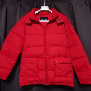 EAST BOY 후드 부착 레드 다운 자켓