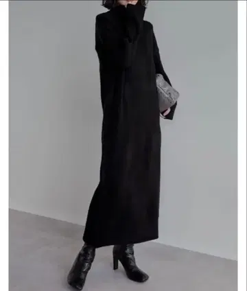 Re:EDIT 2WAY 하이넥 니트 원피스 M 블랙