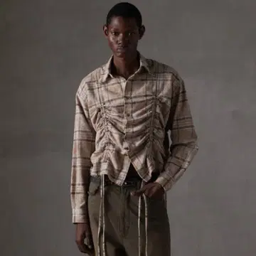 셔링 디자인 블리치 체크 셔츠 M 사이즈 GRANCY