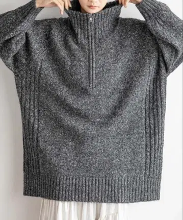 로리즈팜 하이 집 믹스 니트 미니 원피스