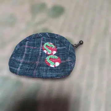 인덴야 다크 그린 체크 무늬 코인 케이스