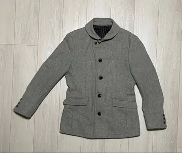 그레이 울 피코트 가죽 포함