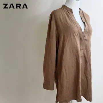 ZARA 자라 린넨풍 턱넥 튜닉 셔츠 블라우스
