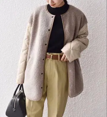 SHIPS 노카라 보아 퀼팅 코트