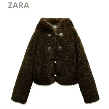 ZARA 토글 버튼 보아 후드 자켓 다크 브라운