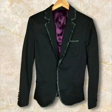 ZARA 자라 블랙 테일러드 자켓 보라색 안감