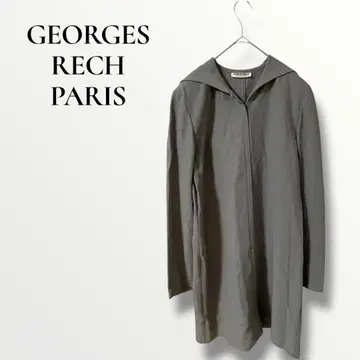 조르주 레쉬 후드 부착 롱 자켓 뒷면 포켓 그레이