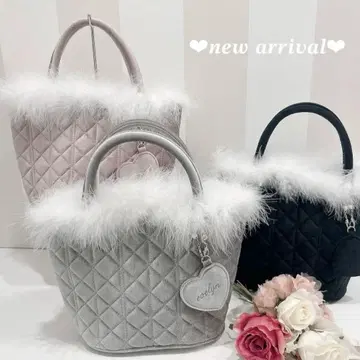 evelyn 퍼 퀼팅 백 블랙