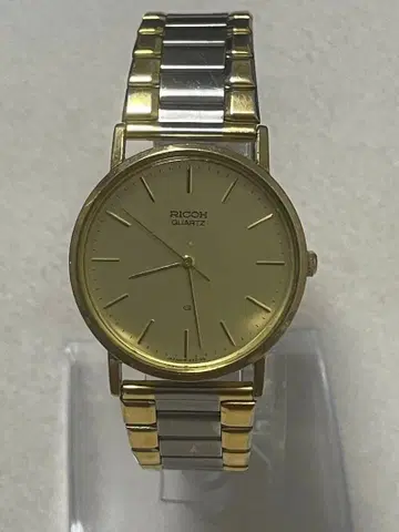 Ricoh 쿼츠 손목시계 골드 컬러 다이얼 작동품