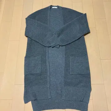 스트라이프 롱 가디건 그레이