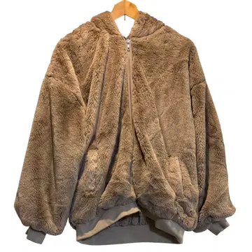 여성용 올리브데올리브 보아 자켓 보아 아우터 후드 브라운 M