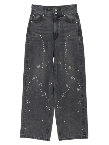 AMERI STUDS DETAIL STRAIGHT DENIM PANTS
