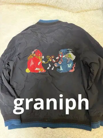 graniph 이시쿠로 아야코 콜라보 블루종 L 자수 디자인 점퍼 블랙