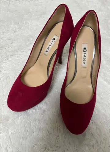 다이애나 레드 스웨이드 스틸레토 하이힐 12cm
