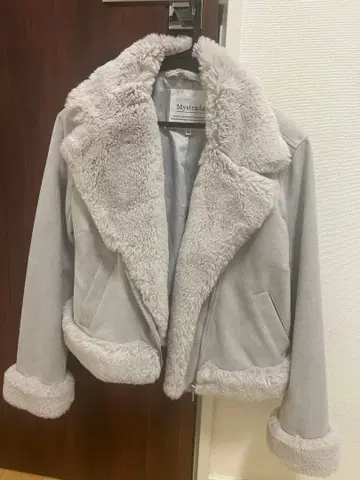 Mustards 인조 모피 라이더 자켓