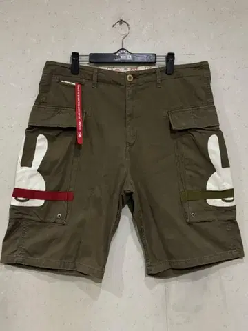 큔 2연 속가림 토끼 헤링본 카고 숏 하프 팬츠 카키