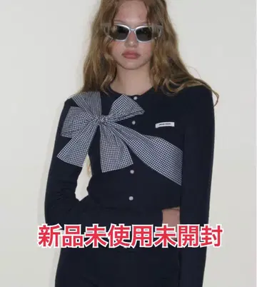 미개봉 새상품 택 포함 crank CRANK 가디건 크랭크 리본 니트