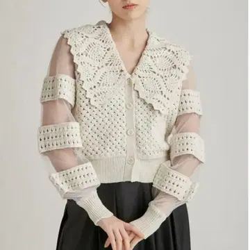 FURFUR 빅 칼라 크로셰 가디건