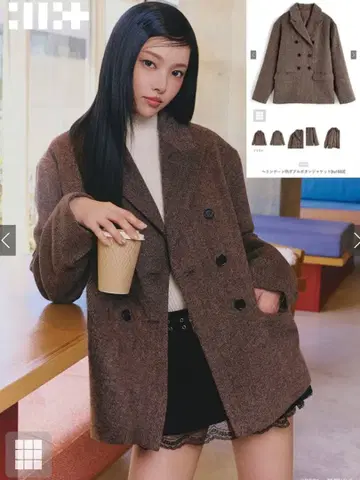 GRL ILLIT BEB 헤링본 무늬 더블 버튼 자켓 tu1883