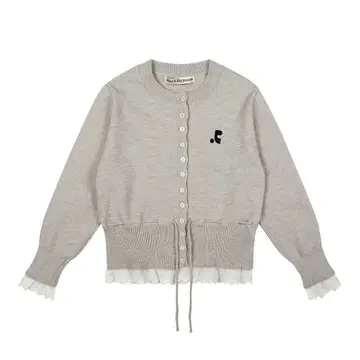 Rest&recreation 그레이 자수 니트 가디건