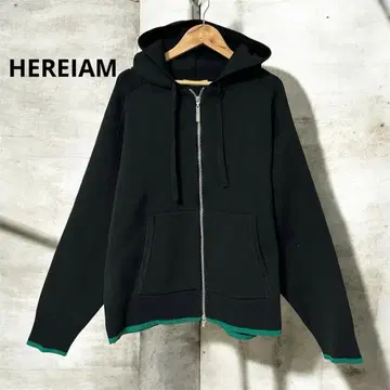 HEREIAM MEN 바이컬러 스무스 니트 후드티 블랙 3 지퍼