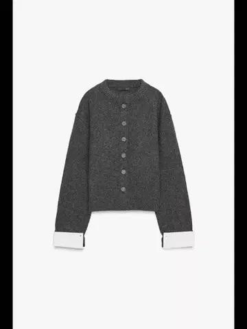 ZARA 자라 콤비 니트 가디건 그레이 S 사이즈 미사용 새상품