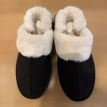 블랙 스웨이드 퍼 슬립온