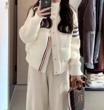 충전솜 니트 코트 패딩 자켓 스탠드 카라 아우터