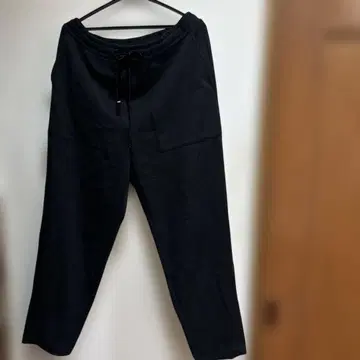 자유구 블랙 캐주얼 팬츠 드로우 스트링 포함