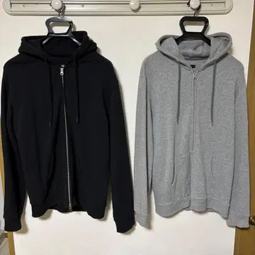 HARE 블랙 그레이 풀 집업 후드티 2세트