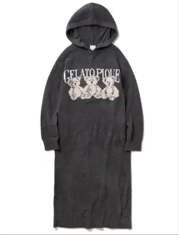 [새상품급] 젤라또피케 후드 부착 롱 원피스 곰 룸웨어 베어