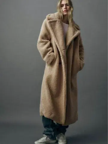 ZARA 엑스트라 롱 페이크 보아 코트 테디베어 코트 M